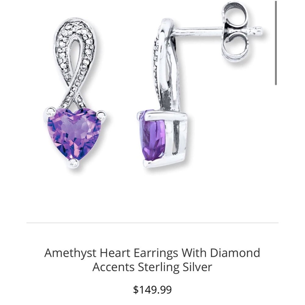 Kay Jewelers Silver and Purple earrings. NEVER WORN